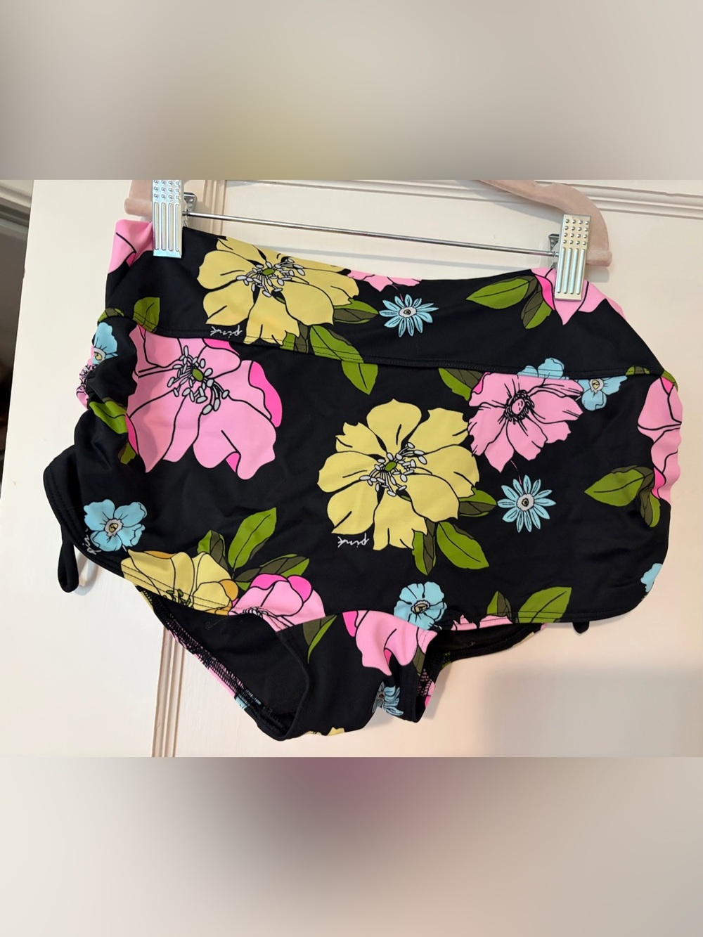 Victoria’s Secret Pink Floral Swim Bottoms - Black with Pink, Yellow & Blue